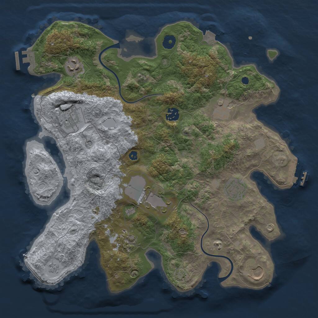 Rust Map: Procedural Map, Size: 3500, Seed: 528022069, 14 Monuments