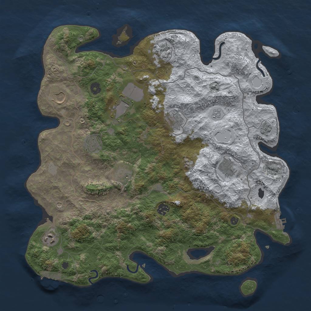 Rust Map: Procedural Map, Size: 4000, Seed: 956668, 19 Monuments