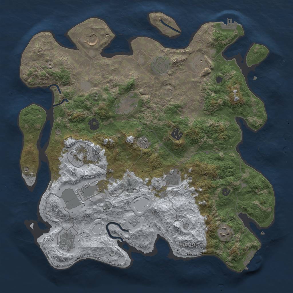 Rust Map: Procedural Map, Size: 3850, Seed: 544875001, 20 Monuments