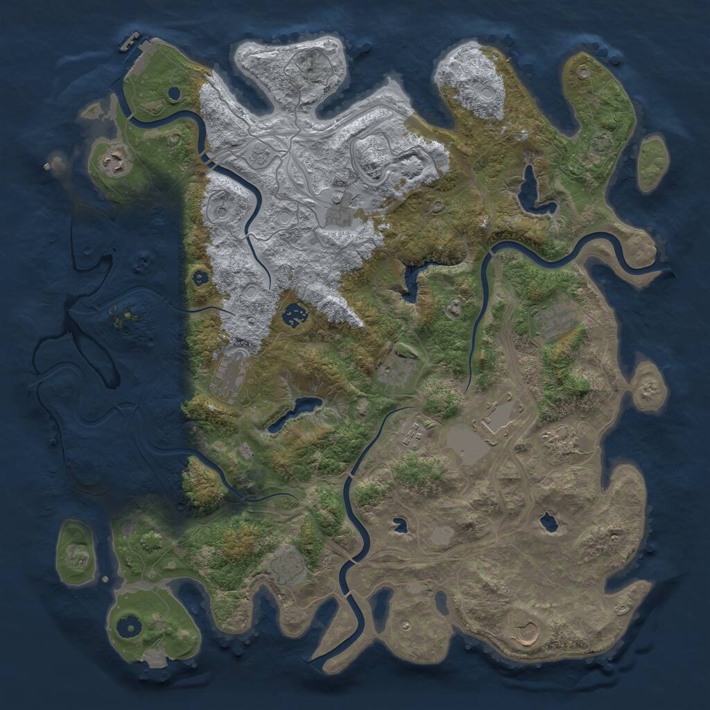 Rust Map: Procedural Map, Size: 4510, Seed: 1128742295, 16 Monuments