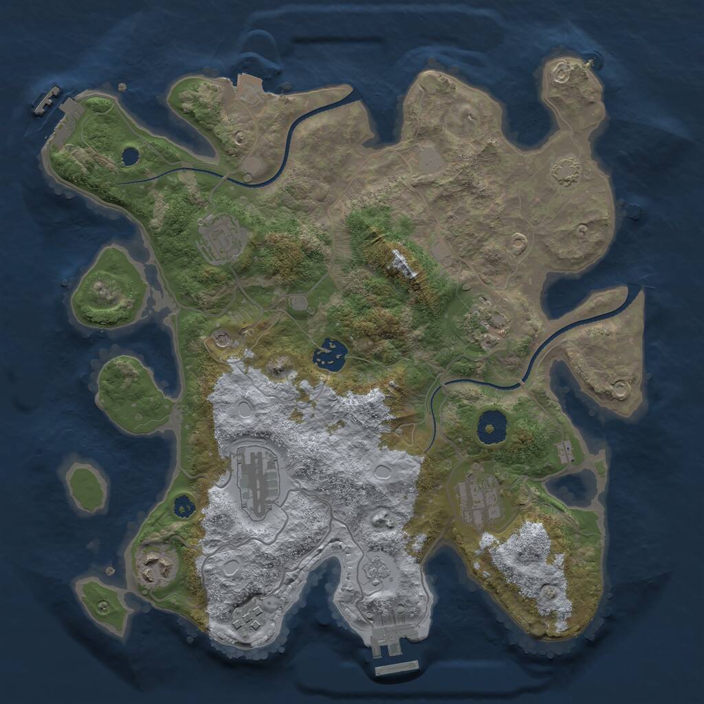 Rust Map: Procedural Map, Size: 3250, Seed: 6138834, 13 Monuments