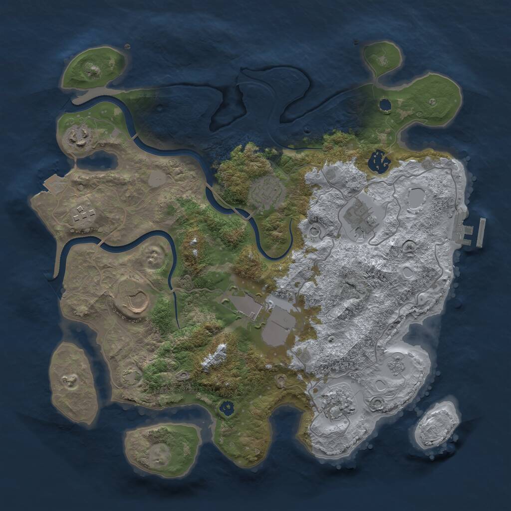 Rust Map: Procedural Map, Size: 3500, Seed: 2069291397, 13 Monuments