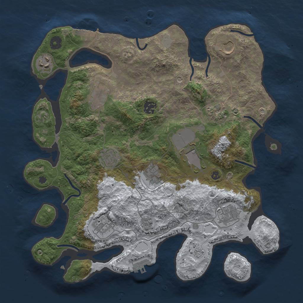 Rust Map: Procedural Map, Size: 3500, Seed: 173327280, 20 Monuments