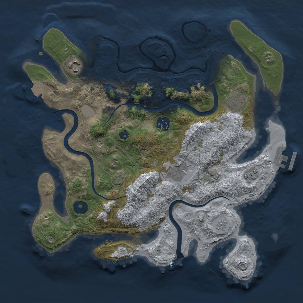 Rust Map: Procedural Map, Size: 3250, Seed: 4000780, 10 Monuments