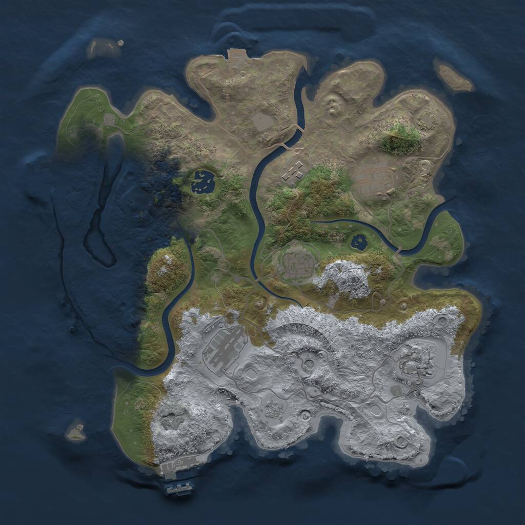 Rust Map: Procedural Map, Size: 3250, Seed: 2923301, 12 Monuments