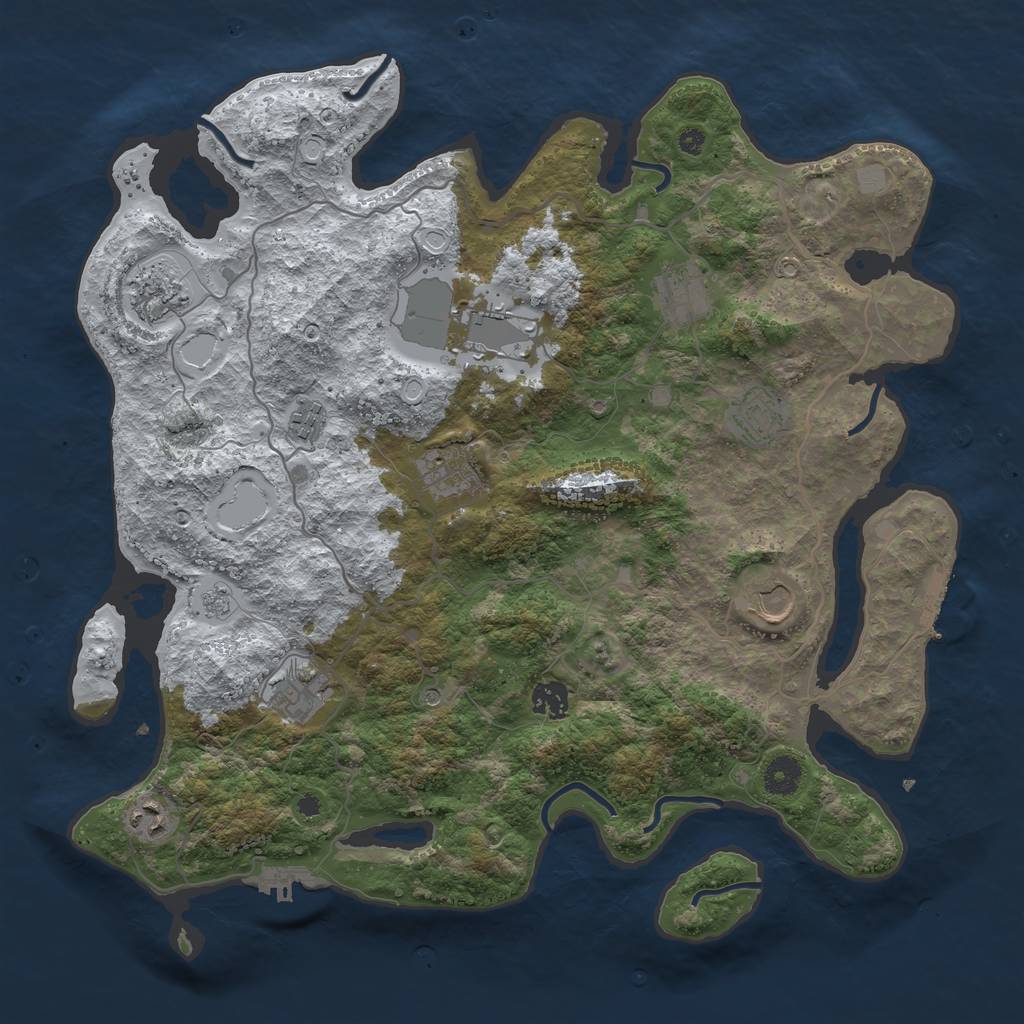Rust Map: Procedural Map, Size: 4000, Seed: 45279614, 19 Monuments