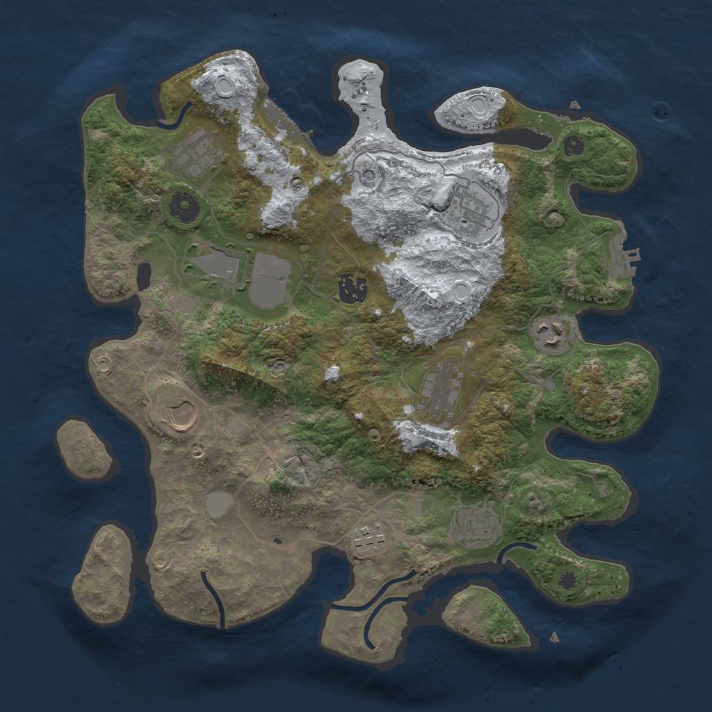 Rust Map: Procedural Map, Size: 3500, Seed: 111156088, 17 Monuments