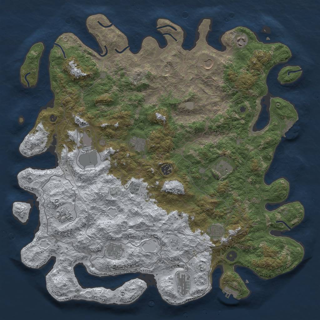 Rust Map: Procedural Map, Size: 4600, Seed: 31977, 20 Monuments