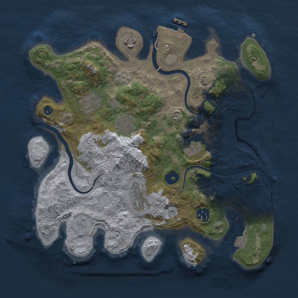 Rust Map: Procedural Map, Size: 3250, Seed: 3925258, 12 Monuments