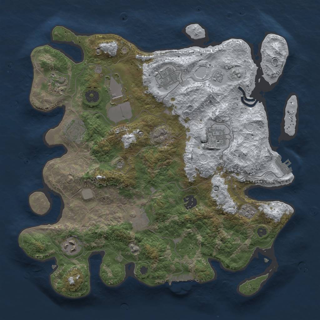 Rust Map: Procedural Map, Size: 3500, Seed: 620465842, 18 Monuments