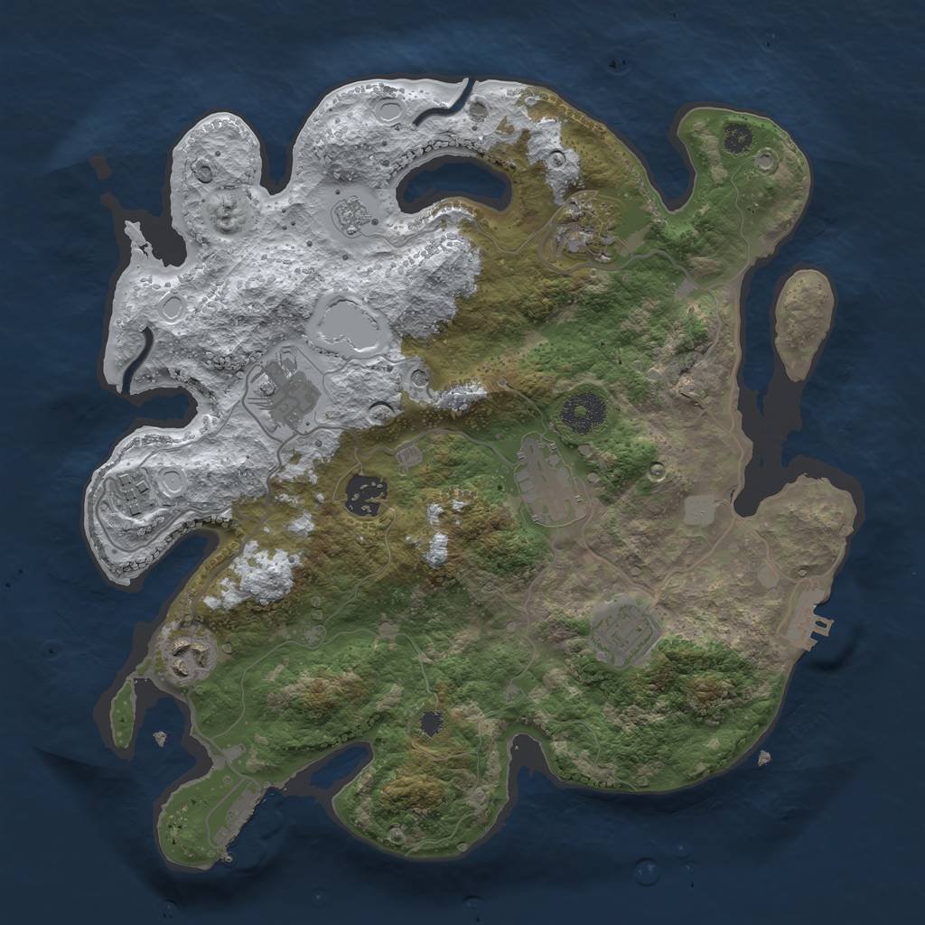Rust Map: Procedural Map, Size: 3250, Seed: 1030795, 16 Monuments