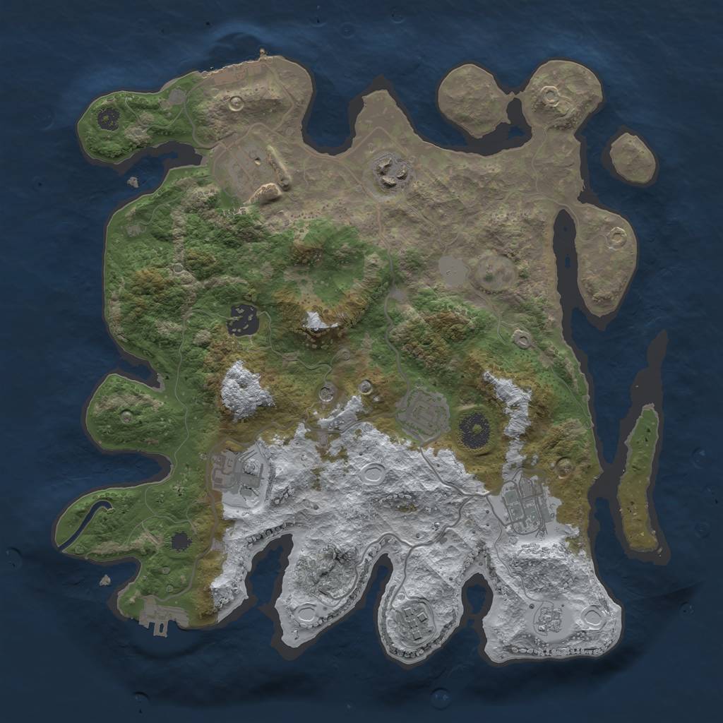 Rust Map: Procedural Map, Size: 3250, Seed: 914168, 16 Monuments