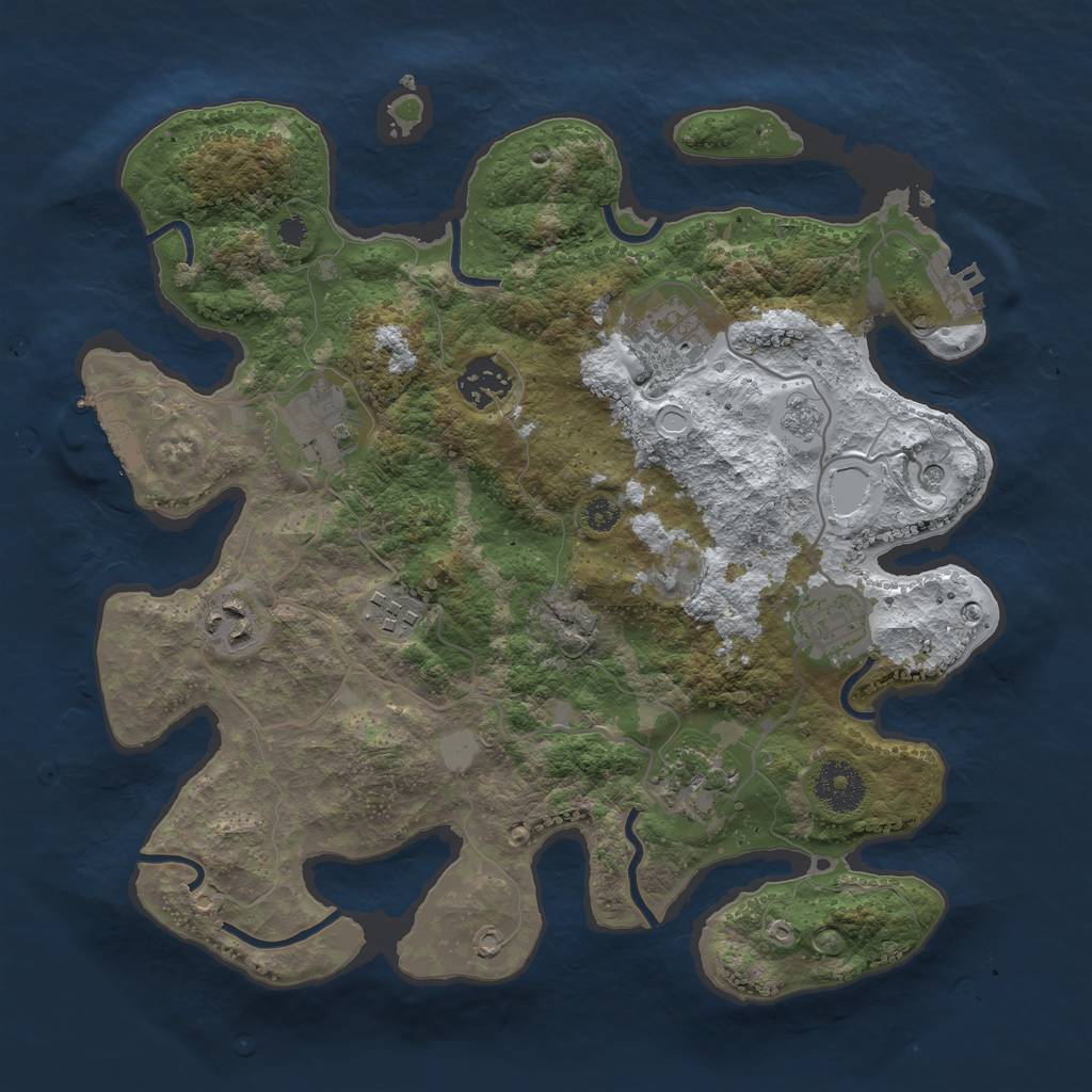 Rust Map: Procedural Map, Size: 3250, Seed: 2359500, 16 Monuments