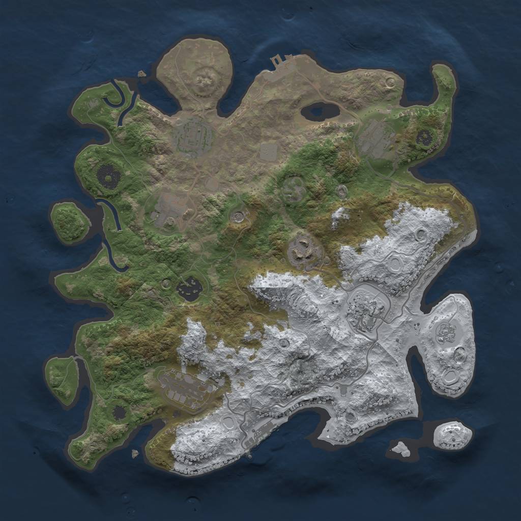 Rust Map: Procedural Map, Size: 3250, Seed: 2301397, 16 Monuments
