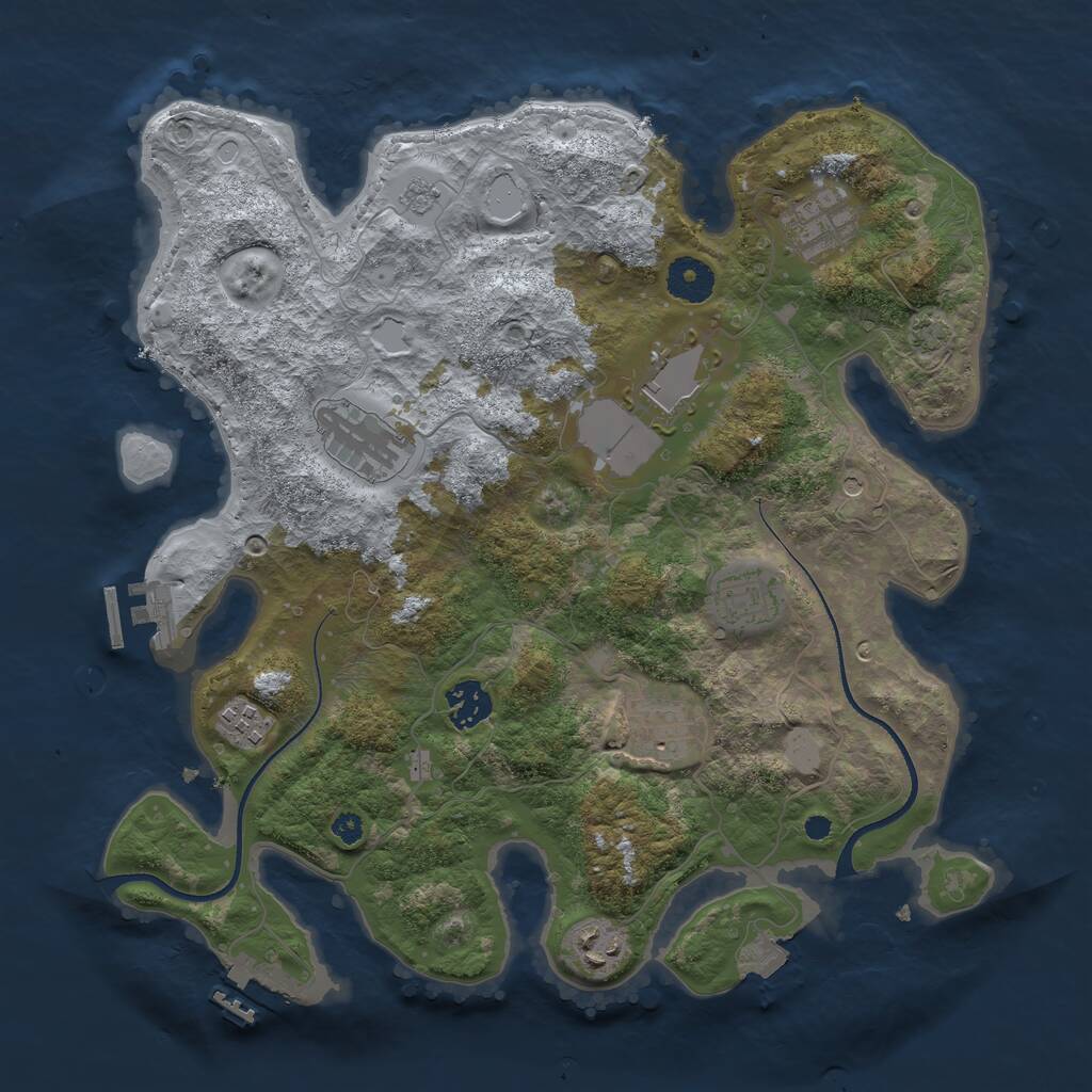Rust Map: Procedural Map, Size: 3535, Seed: 11155115, 14 Monuments