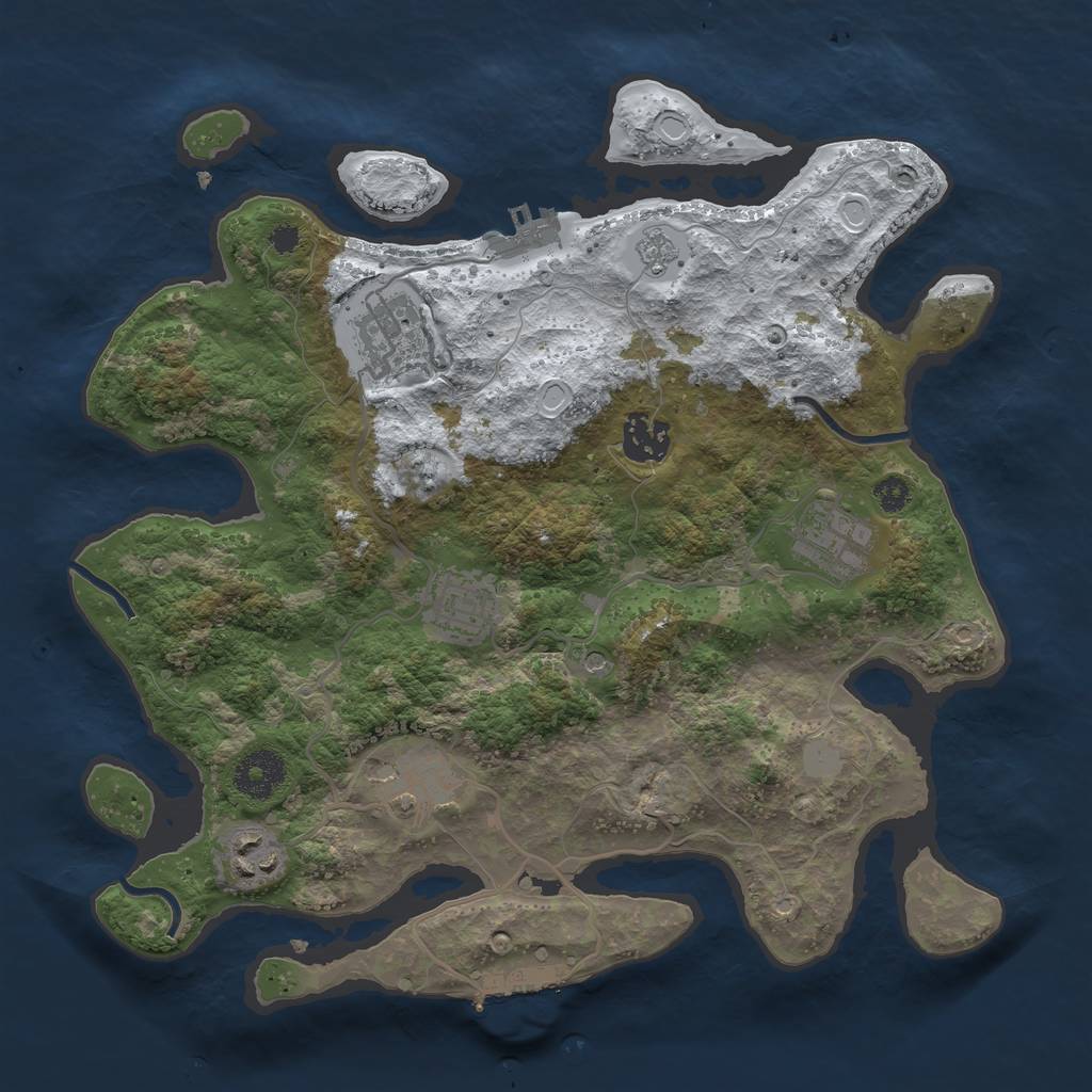 Rust Map: Procedural Map, Size: 3250, Seed: 2253341, 15 Monuments