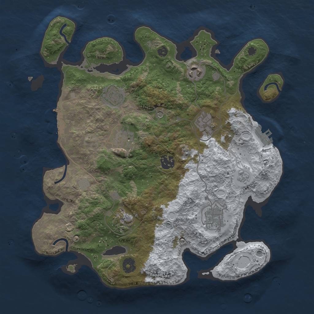 Rust Map: Procedural Map, Size: 3250, Seed: 6146649, 16 Monuments
