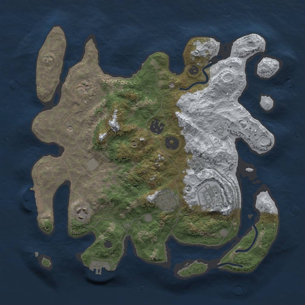 Rust Map: Procedural Map, Size: 3250, Seed: 381753, 15 Monuments