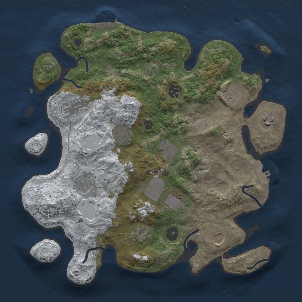 Rust Map: Procedural Map, Size: 3500, Seed: 584932185, 19 Monuments