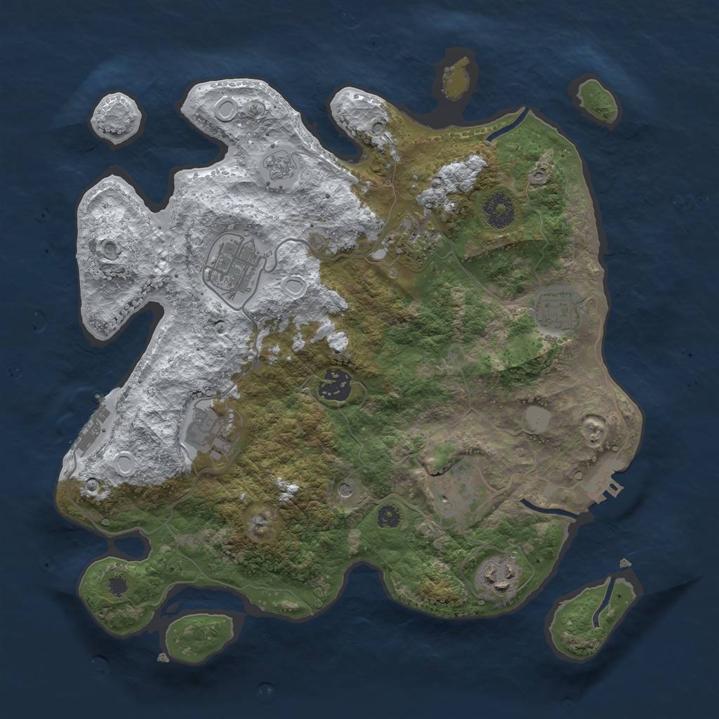 Rust Map: Procedural Map, Size: 3250, Seed: 1565398, 16 Monuments