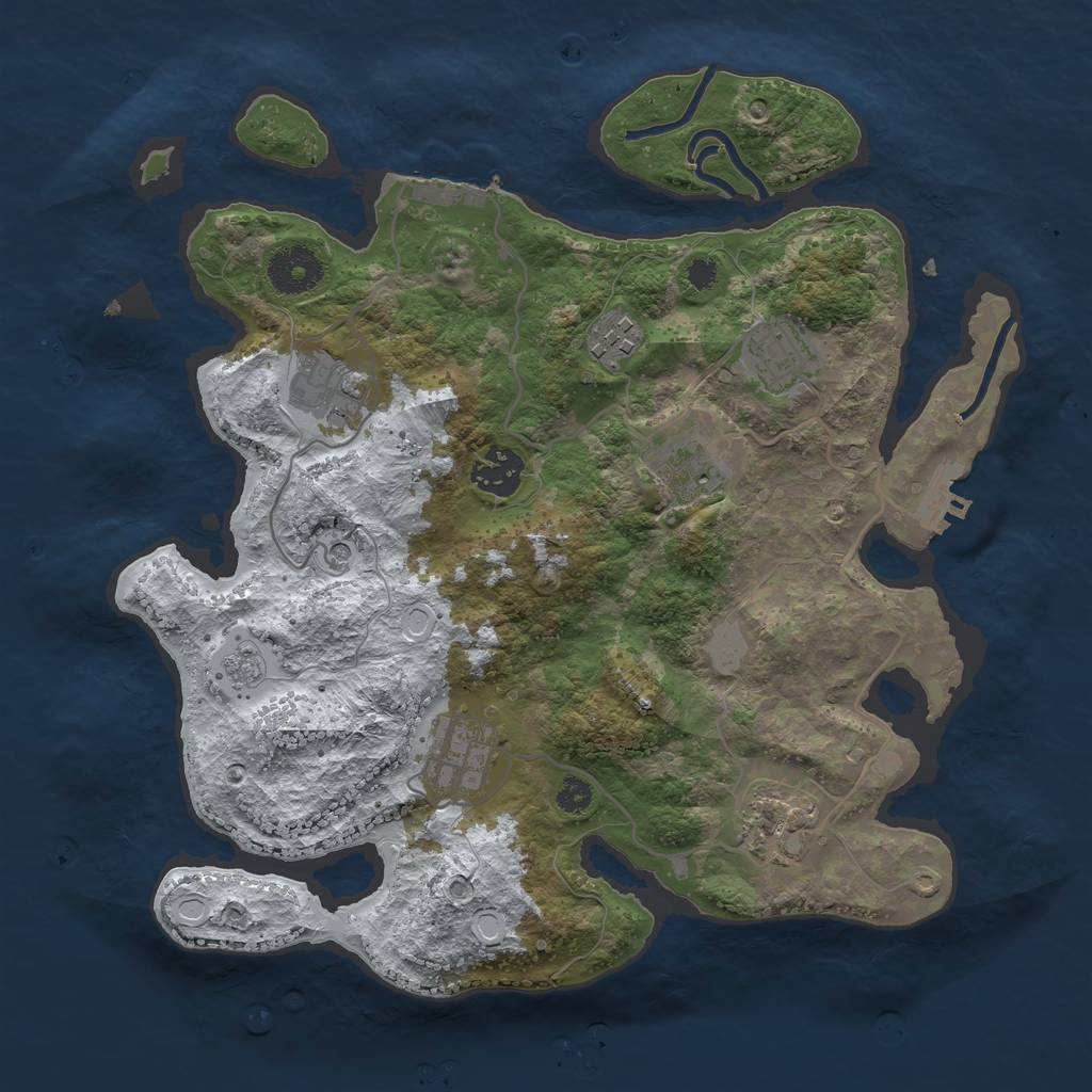 Rust Map: Procedural Map, Size: 3250, Seed: 4649993, 16 Monuments