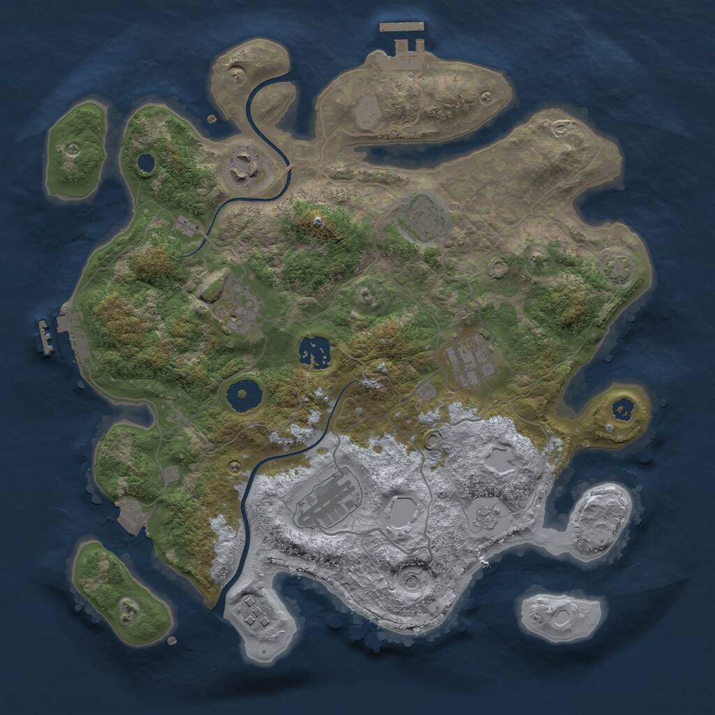 Rust Map: Procedural Map, Size: 3250, Seed: 3253091, 13 Monuments