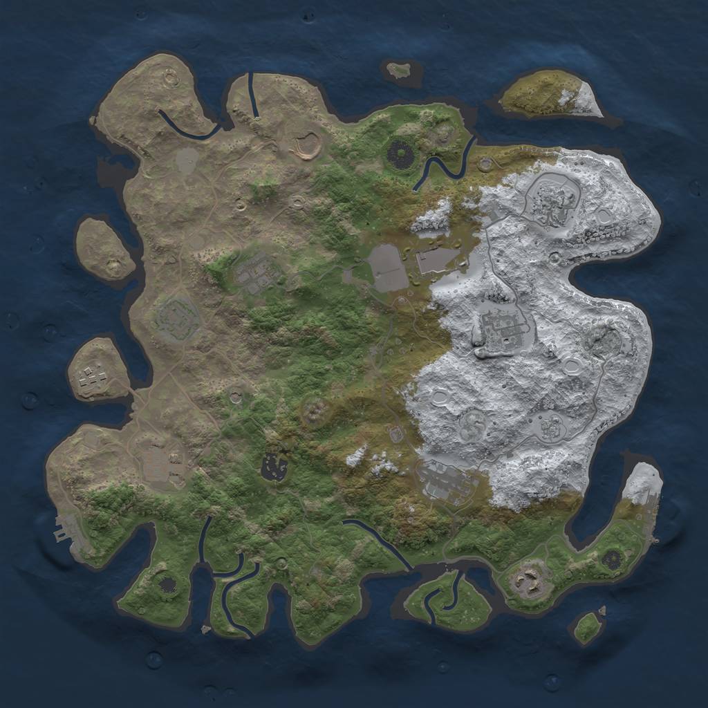 Rust Map: Procedural Map, Size: 3850, Seed: 172900879, 20 Monuments