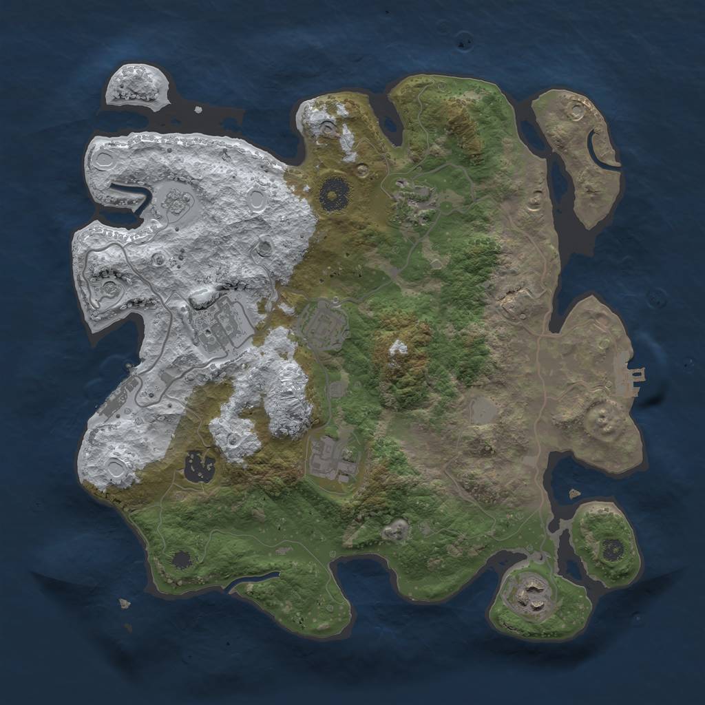 Rust Map: Procedural Map, Size: 3250, Seed: 2476145, 15 Monuments