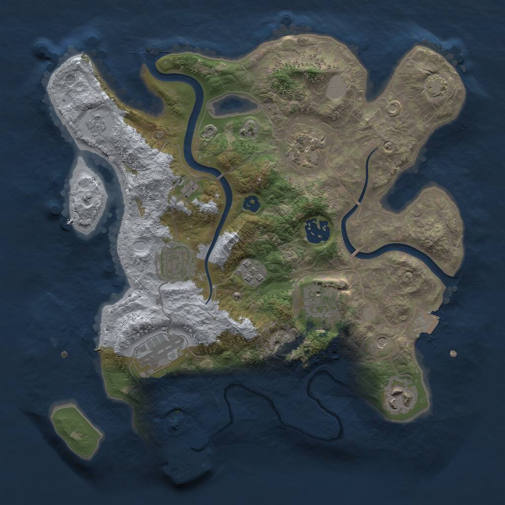 Rust Map: Procedural Map, Size: 3000, Seed: 29422, 12 Monuments