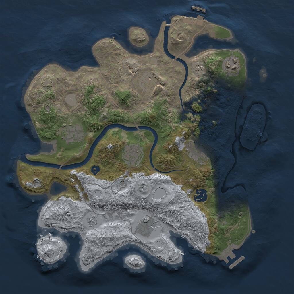 Rust Map: Procedural Map, Size: 3250, Seed: 2107896, 14 Monuments