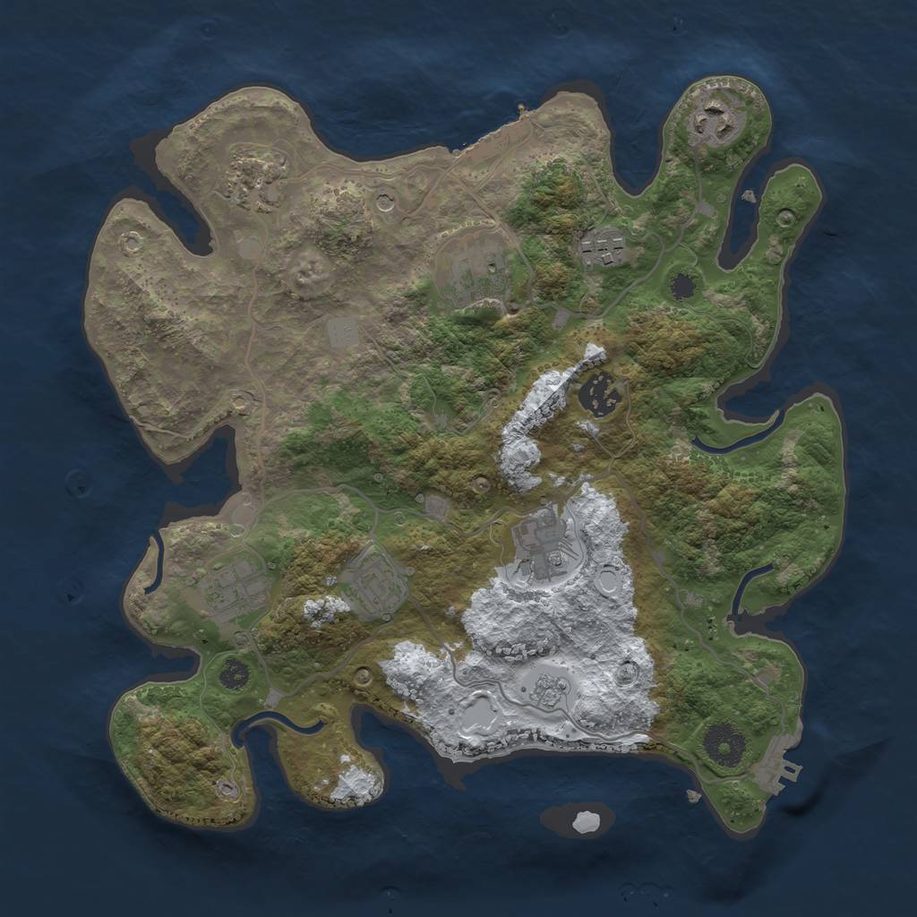 Rust Map: Procedural Map, Size: 3250, Seed: 958016, 17 Monuments