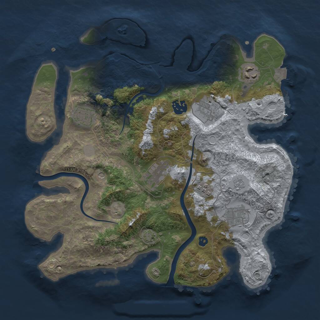 Rust Map: Procedural Map, Size: 3250, Seed: 3751903, 11 Monuments