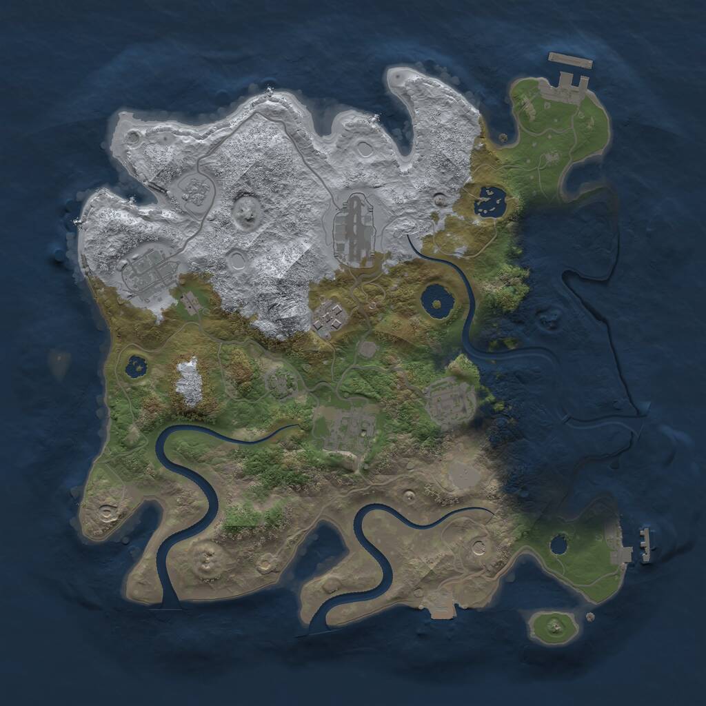 Rust Map: Procedural Map, Size: 3250, Seed: 119570, 12 Monuments