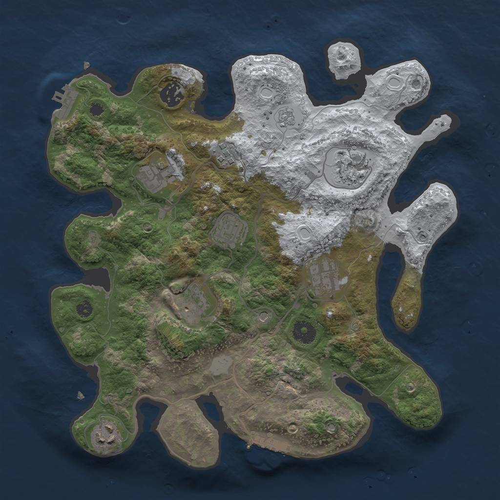 Rust Map: Procedural Map, Size: 3250, Seed: 6332297, 17 Monuments