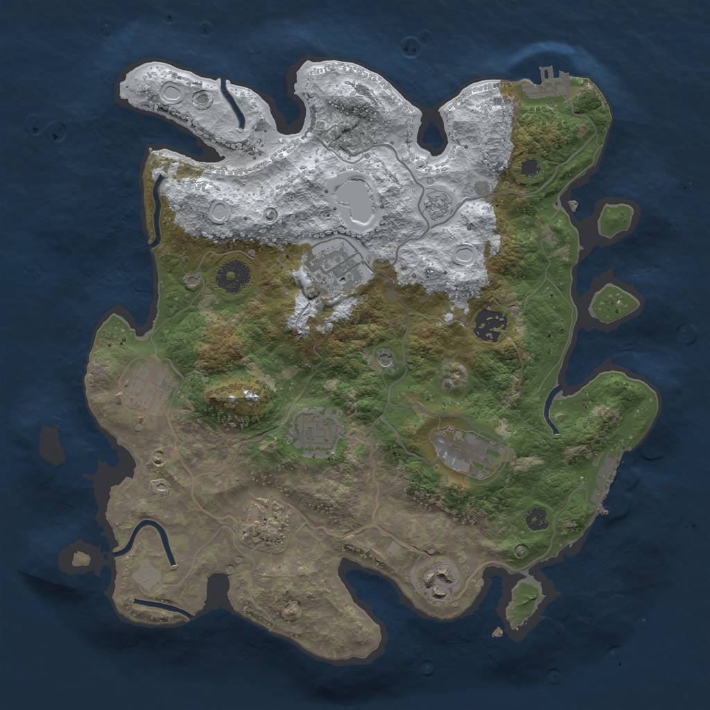 Rust Map: Procedural Map, Size: 3250, Seed: 5069050, 16 Monuments
