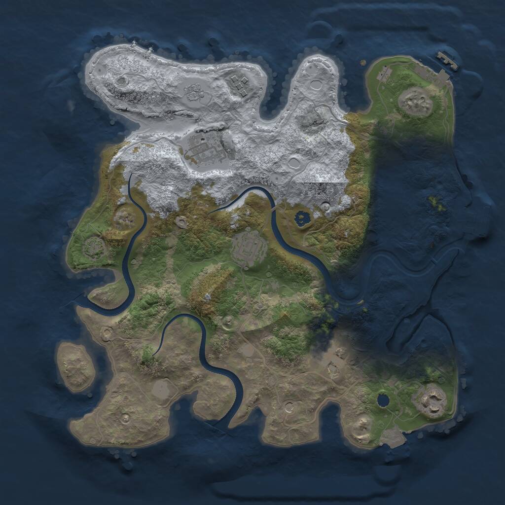 Rust Map: Procedural Map, Size: 3250, Seed: 2291637, 11 Monuments