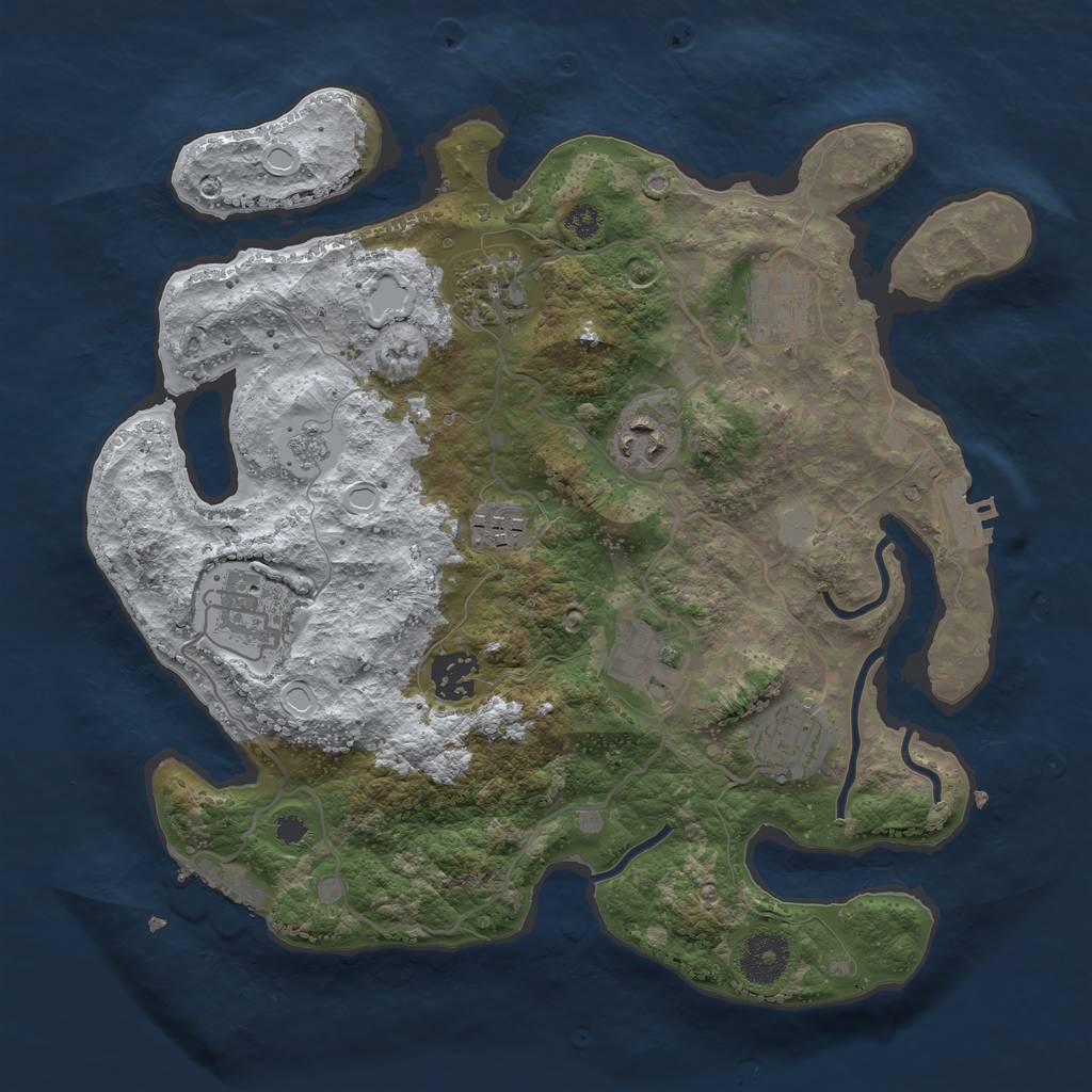 Rust Map: Procedural Map, Size: 3250, Seed: 3410208, 16 Monuments