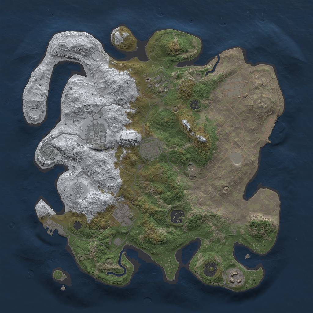 Rust Map: Procedural Map, Size: 3250, Seed: 6400832, 17 Monuments