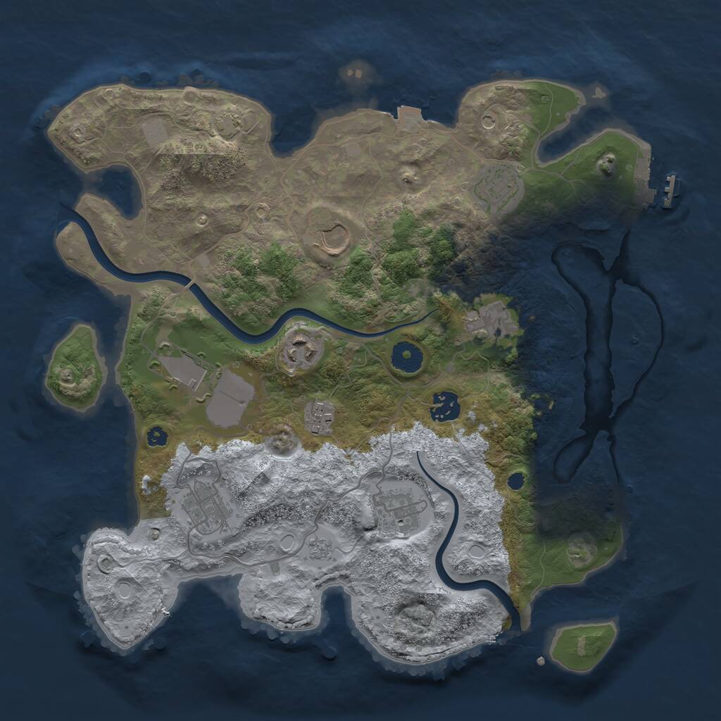 Rust Map: Procedural Map, Size: 3500, Seed: 2044705681, 14 Monuments