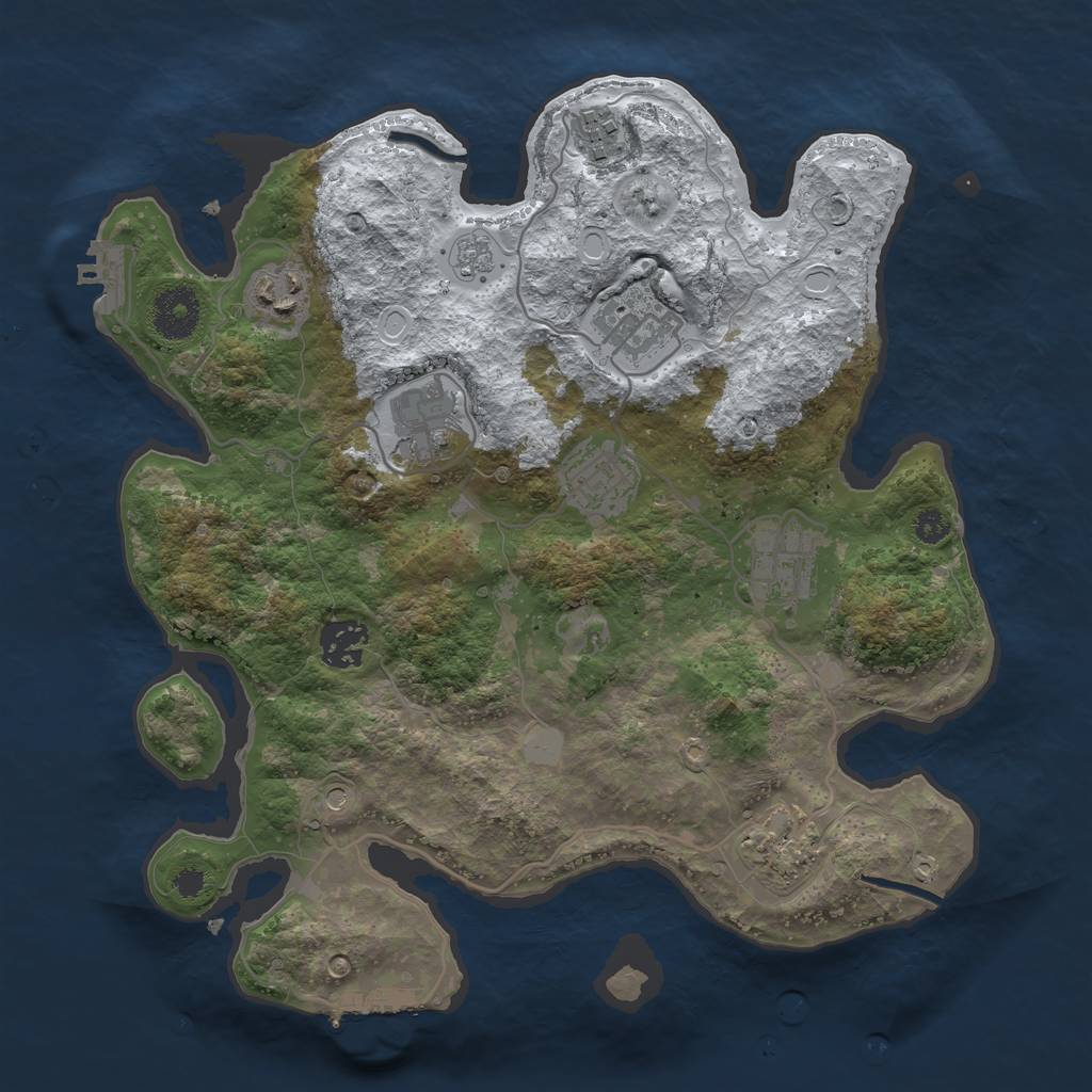 Rust Map: Procedural Map, Size: 3250, Seed: 2888169, 17 Monuments