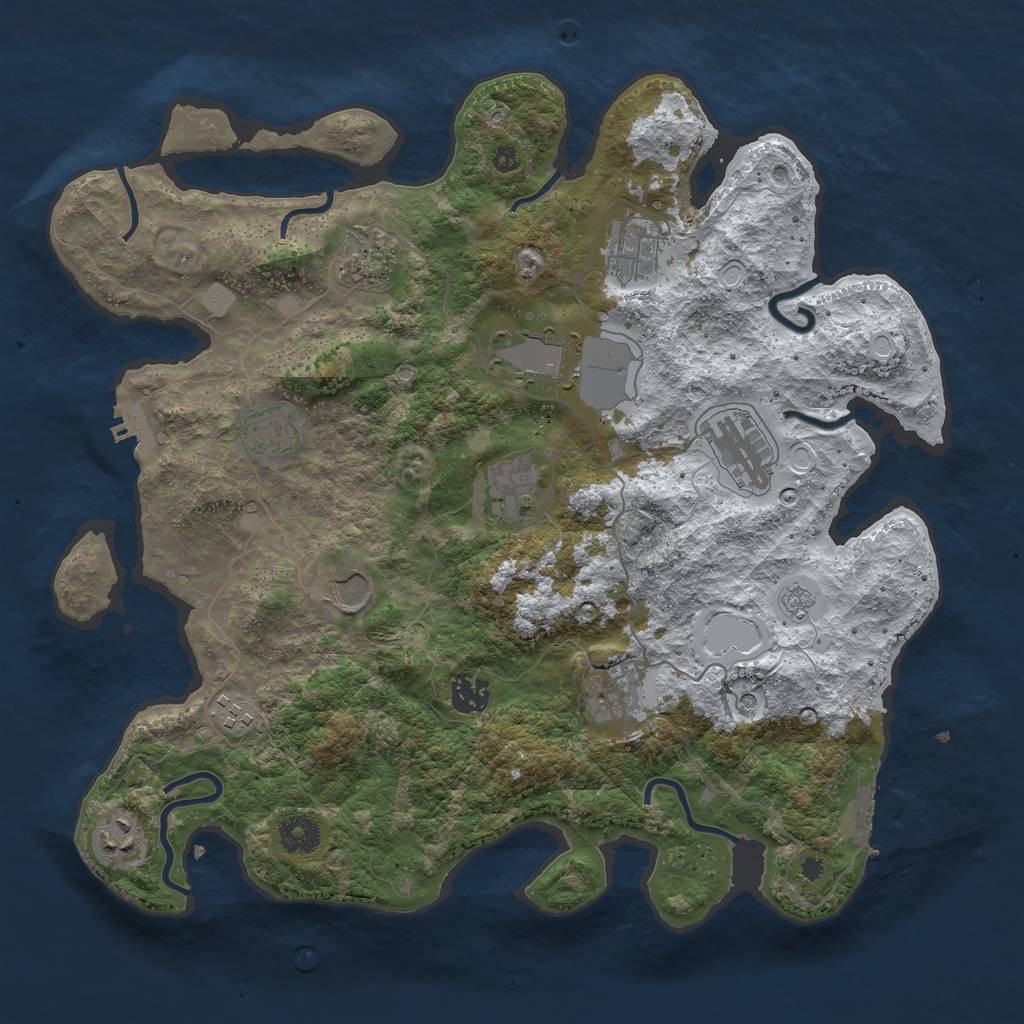 Rust Map: Procedural Map, Size: 3800, Seed: 1066102782, 20 Monuments