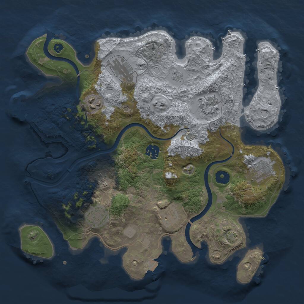 Rust Map: Procedural Map, Size: 3250, Seed: 1692376, 13 Monuments