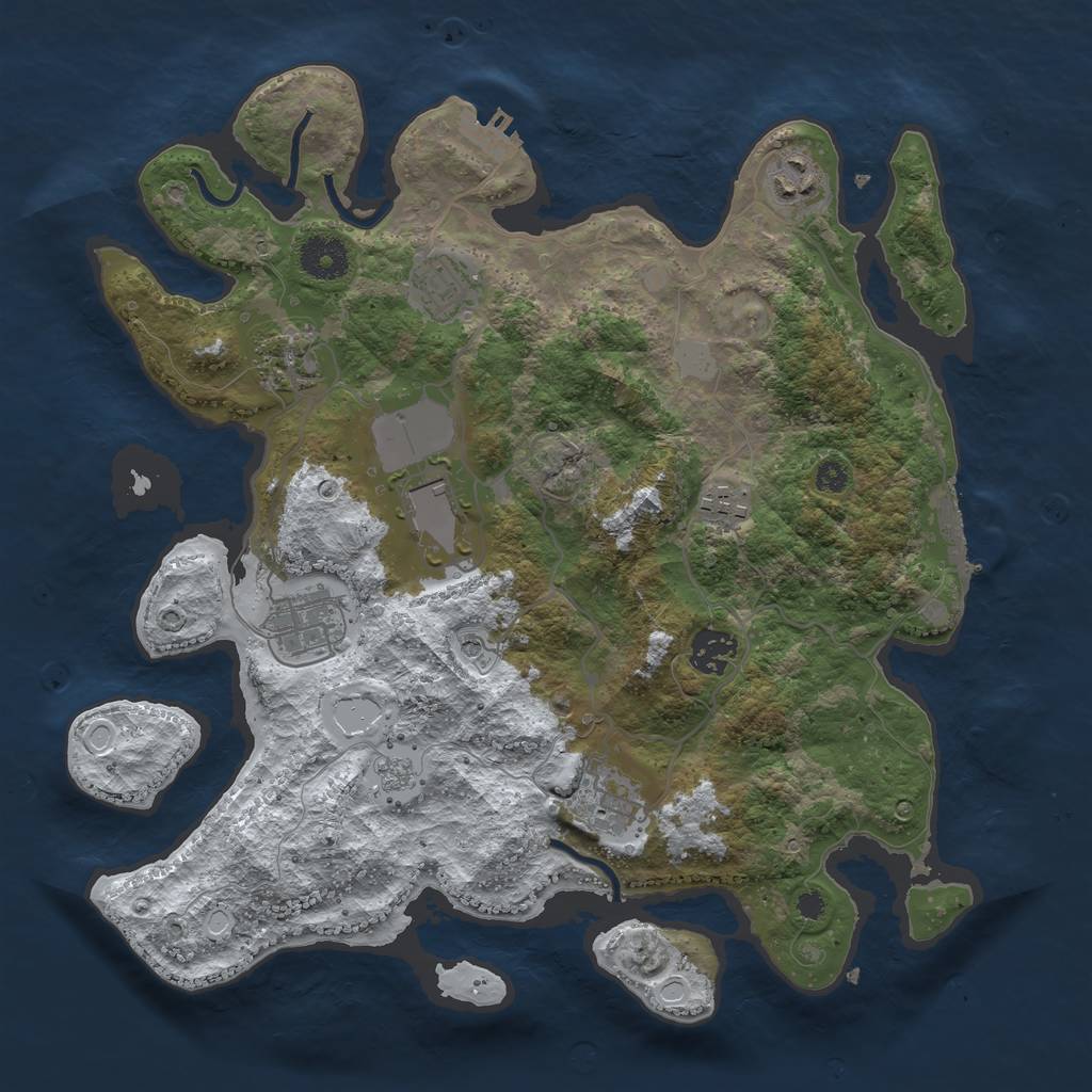 Rust Map: Procedural Map, Size: 3500, Seed: 1919391522, 17 Monuments