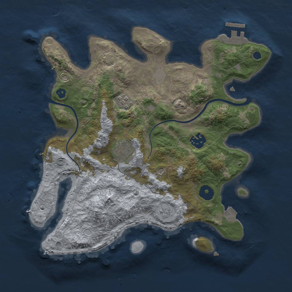 Rust Map: Procedural Map, Size: 3000, Seed: 23698, 8 Monuments