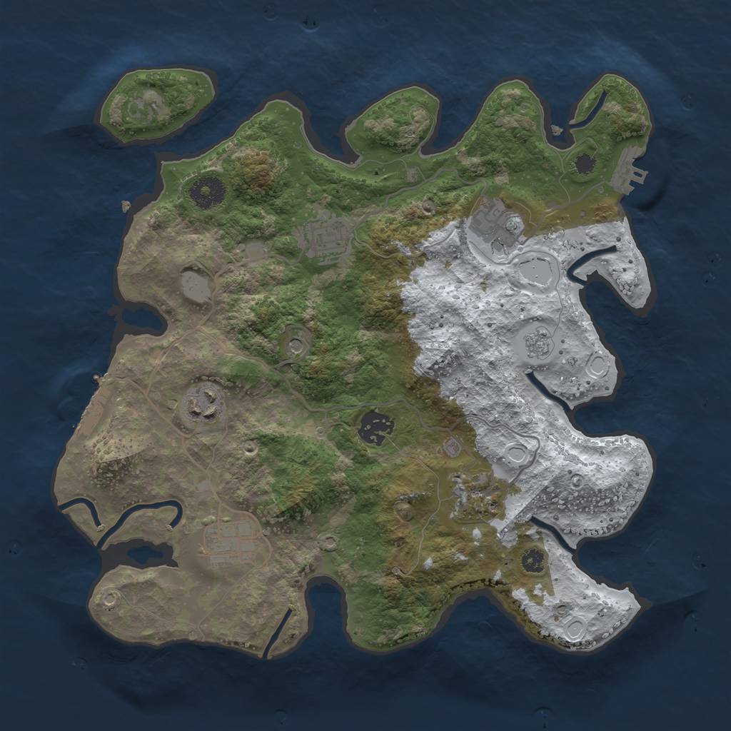 Rust Map: Procedural Map, Size: 3250, Seed: 1206223, 15 Monuments