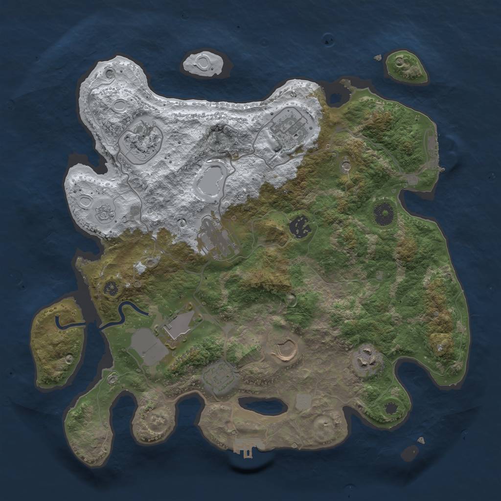 Rust Map: Procedural Map, Size: 3500, Seed: 1266365, 17 Monuments