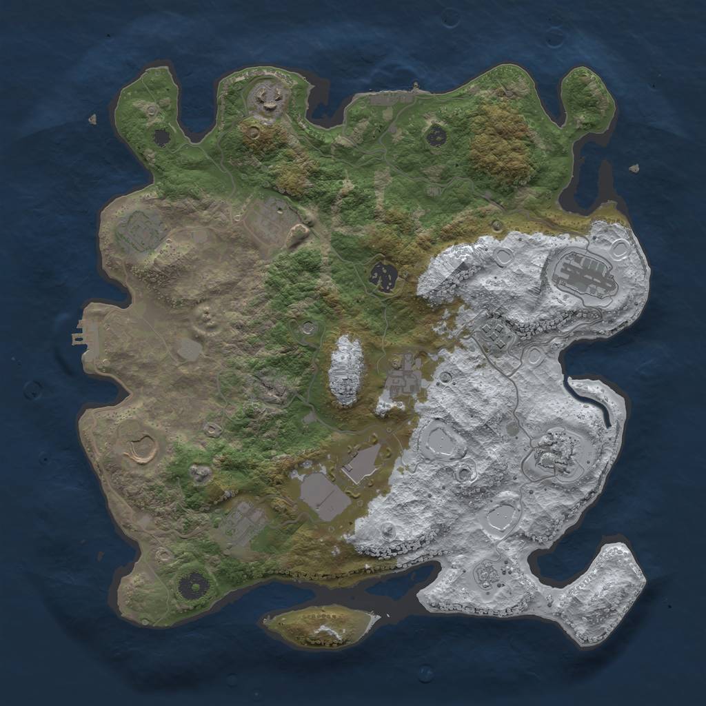 Rust Map: Procedural Map, Size: 3700, Seed: 645862330, 20 Monuments