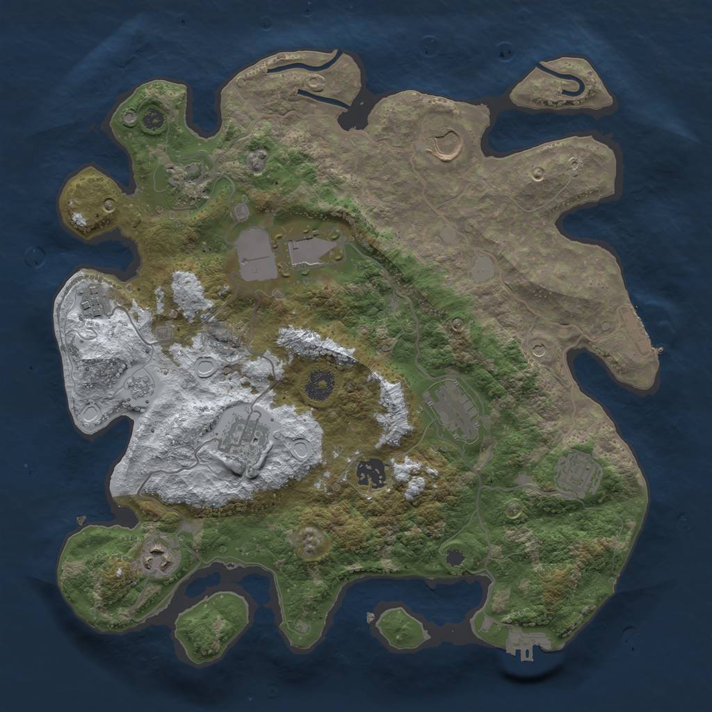 Rust Map: Procedural Map, Size: 3500, Seed: 637521, 18 Monuments