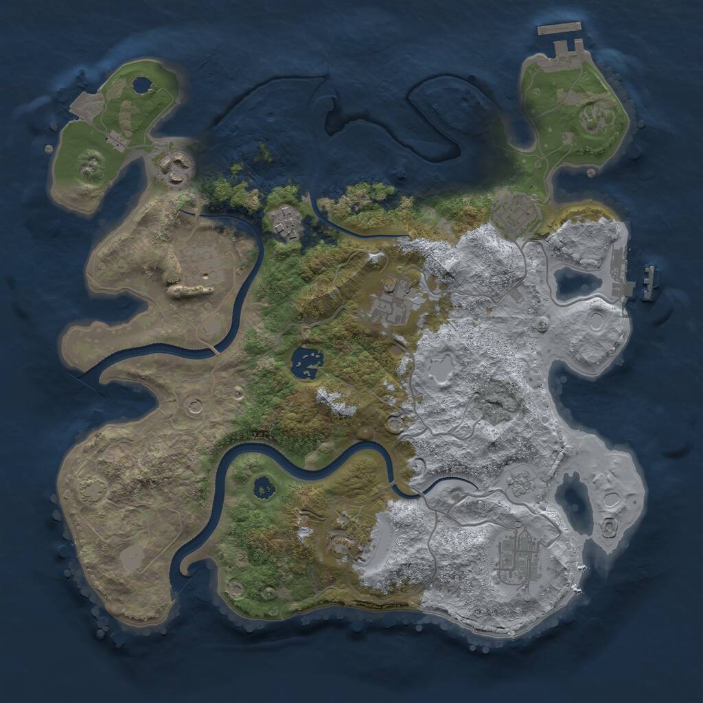 Rust Map: Procedural Map, Size: 3250, Seed: 5243586, 14 Monuments