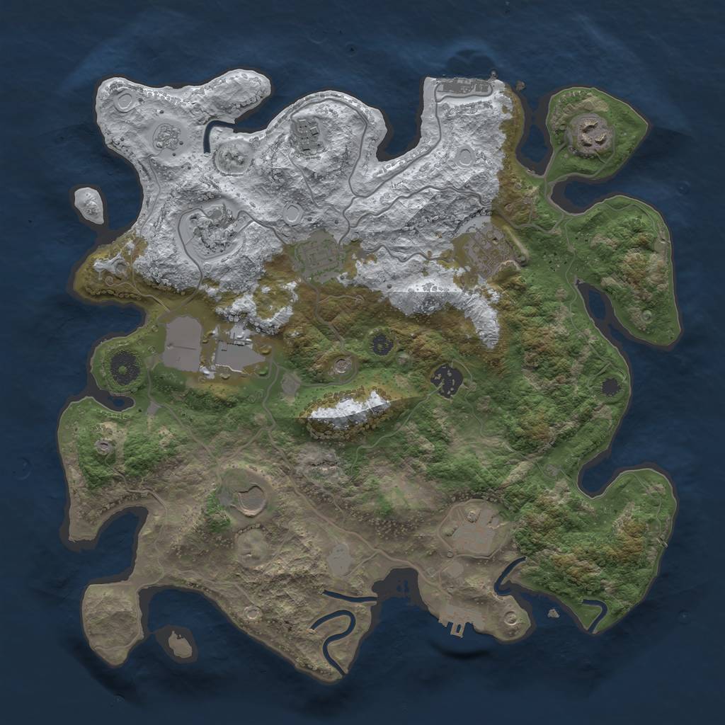 Rust Map: Procedural Map, Size: 3500, Seed: 55687, 18 Monuments